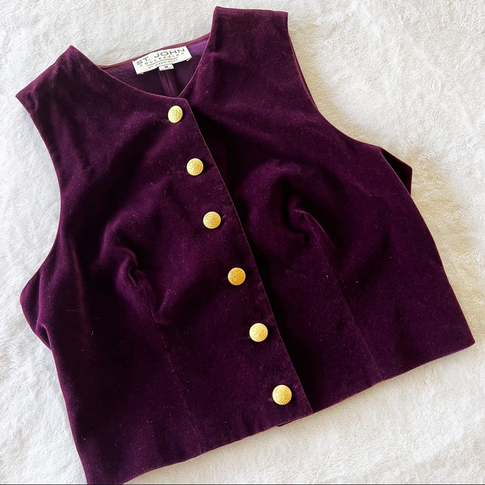 Vintage St. John Collection Marie Gray Wool Blend Vest Blazer